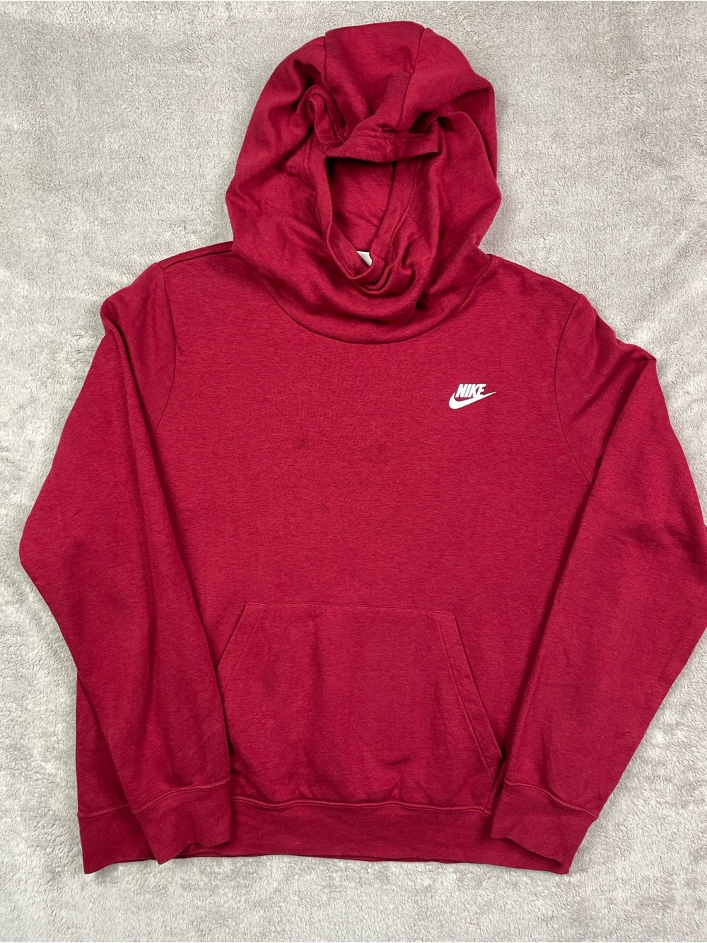 Nike Women's Sportswear Essential Funnel Neck Hoodie Red/Maroon SizeL BV4526-690
